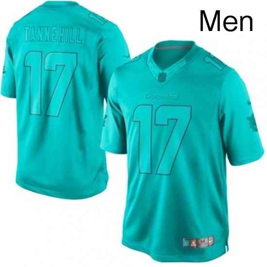 Mens Nike Miami Dolphins 17 Ryan Tannehill Aqua Green Drenched Limited NFL Jersey
